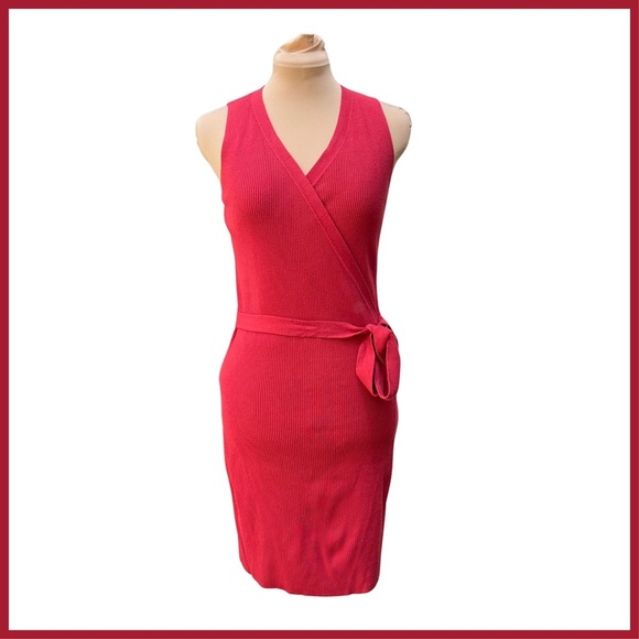 Express (Medium - EUC) Burnt Red - Knit Wrap Dress - Picture 1 of 9